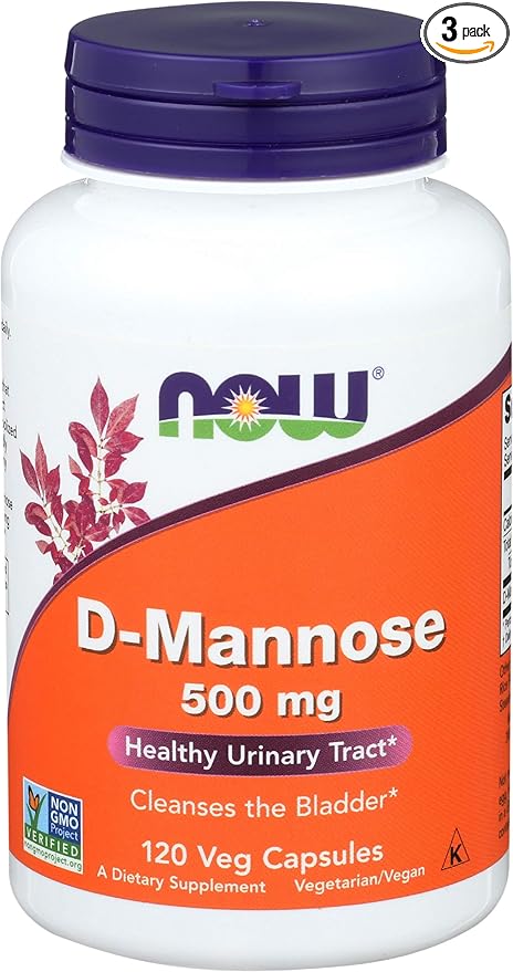 Now Foods D-Mannose 120 Caps 500 mg (Pack of 3)