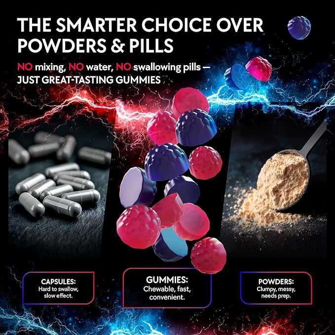 Creatine Monohydrate Gummies Complex 5000 MG for Men &amp Women Preworkout Gummy with BCAA L-Carnitine Taurine &amp Vitamin B12 for Muscle Growth Strength &amp Energy Support  Flavored and Che