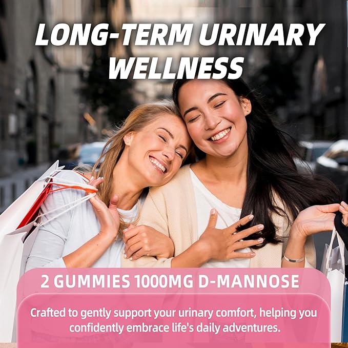 D-Mannose Gummies 2000mg with Cranberry 500mg &amp Hibiscus - D Mannose Chewable Supplements for Women - Liver Bladder Flush &amp Urinary Tract Cleanse Health Supplement - 120 Count