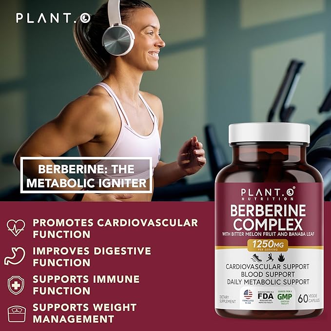 Berberine Supplement - 10xHigher Absorption Berberine HCI Complex with Bitter Lemon &amp Banaba Leaf - Cholesterol &amp Metabolic Clinically Researched Support - 60 Capsules Non-GMO