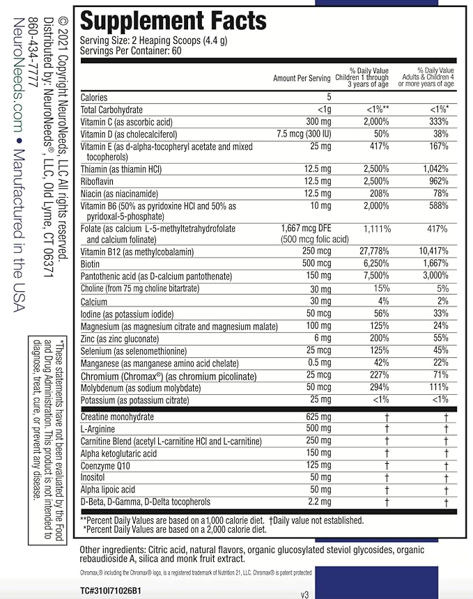 SpectrumNeeds® by NeuroNeeds – Comprehensive Nutritional Support with 33 Active Ingredients for Overall Well-Being Berry Flavor