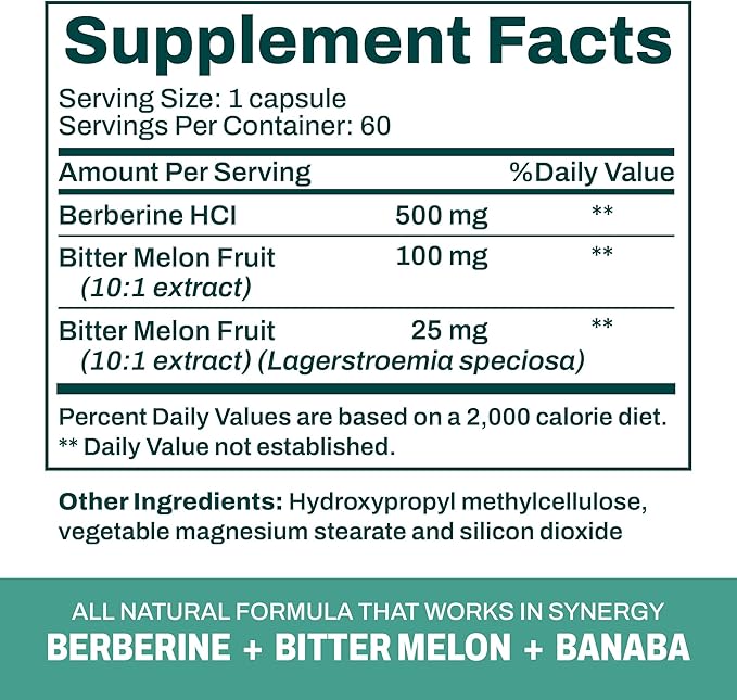 Berberine Plus – Triple Action Metabolic Support with 97% Pure Berberine HCL 1000mg Daily Serving – Activates AMPK for Glucose Metabolism Energy &amp Digestive Support – 60 Vegan Capsules