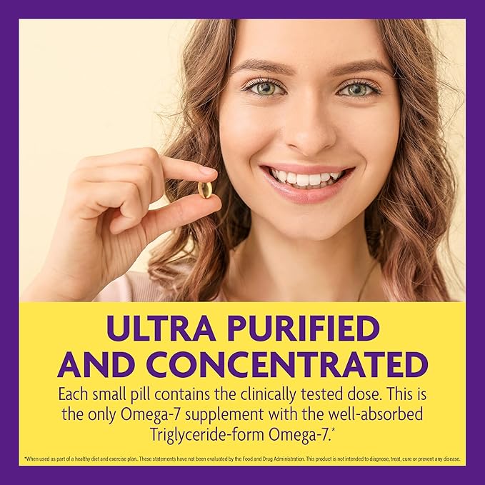 InnovixLabs Purified Omega 7 Supplement - 210 mg Omega-7 Palmitoleic Acid Fish Oil for Metabolism &amp Triglyceride Support Essential Fatty Acids IFOS Approved 30 Softgels
