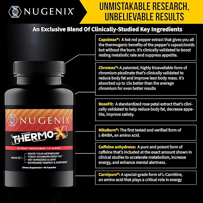 Nugenix Thermo-X: Thermogenic Fat Burner Supplement for Men Extreme Metabolic Accelerator 120 Count
