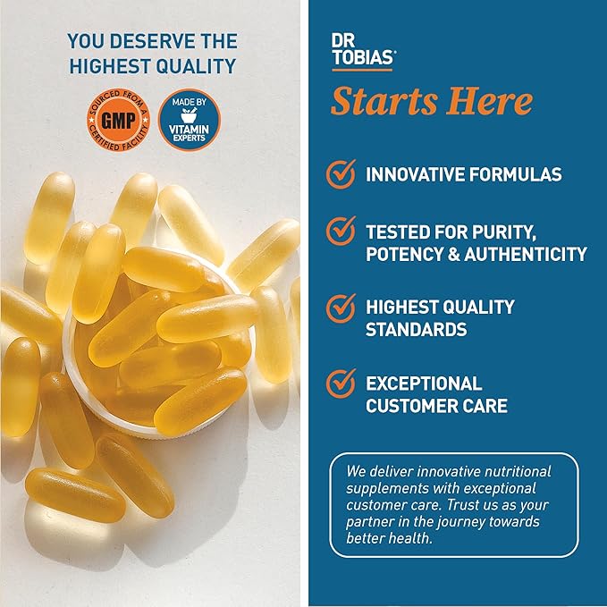Dr. Tobias Omega 3 Fish Oil 2000mg Triple Strength with 800mg EPA 600mg DHA Per Serving | Fish Oil Omega 3 Supplements for Heart Brain &amp Immune Support - 90 Softgels (45 Servings)