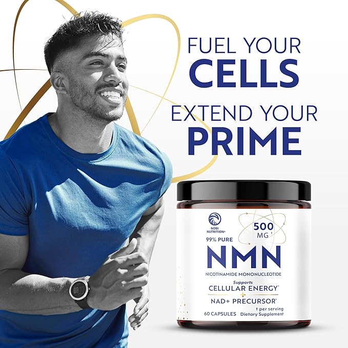 NMN Supplement 500mg | 99% Pure | NAD+ Precursor for Cellular Energy Longevity Repair and Healthy Aging Support | Third-Party Tested &amp Non-GMO | Nicotinamide Mononucleotide | 60 NMN Capsules