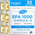 HAIM EPA1000 MINI – Pure EPA Fish Oil Supplement – 1000mg Omega-3 for Heart Brain &amp Joint Health – High Potency Burpless Softgels – Small Easy-to-Swallow Capsules – 60 Softgels – Made in USA