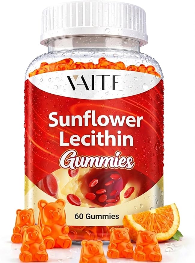 Sunflower Lecithin Extract Gummies 800mg - Vegan Non-GMO Soy-Free &amp Gluten-Free - Cognitive Health &amp Daily Nutrition - Easy-to-Digest Plant-Based Wellness Chews for Adults - 60 Chewables