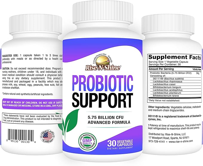 Rise-N-Shine Digestive Health Variety 3 Pack: with One Full Bottle of 15 Day Detox Digestive Enzymes &amp Probiotic Support