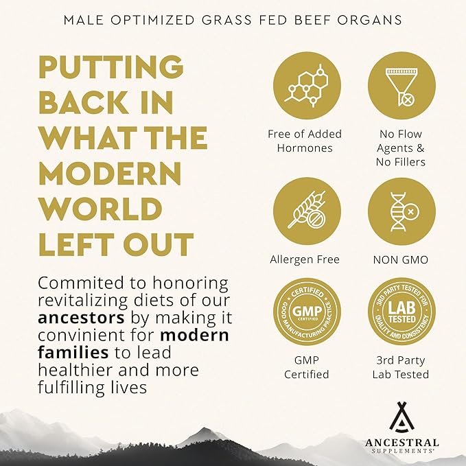 Ancestral Supplements Mofo &amp Bone and Marrow Bundle for Men – Supports Strength Energy Joint &amp Hormone Health – Grass Fed Beef Organ Blend with Collagen Growth Factors &amp Whole Bone Extr