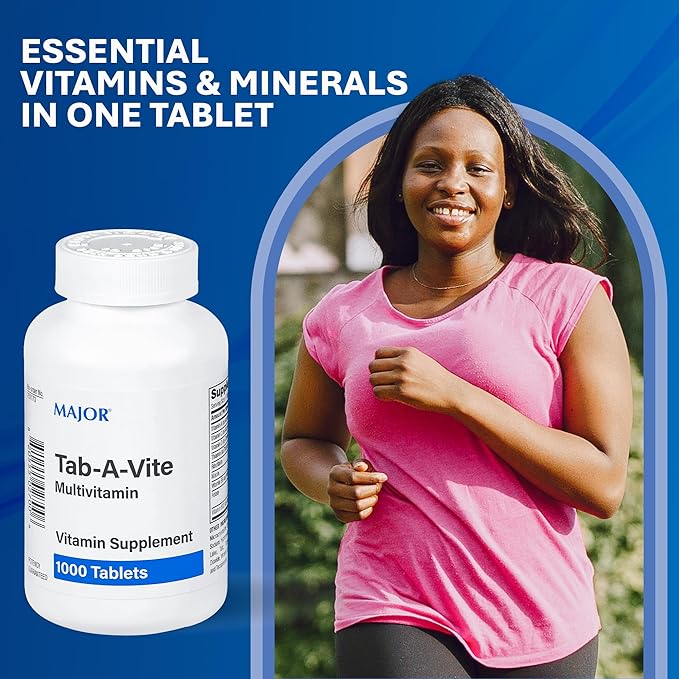 MAJOR Tab-A-Vite Multivitamin Tablets - Gluten-Free Multivitamin for Adults Supports Overall Health Multimineral Supplement 1000 Count