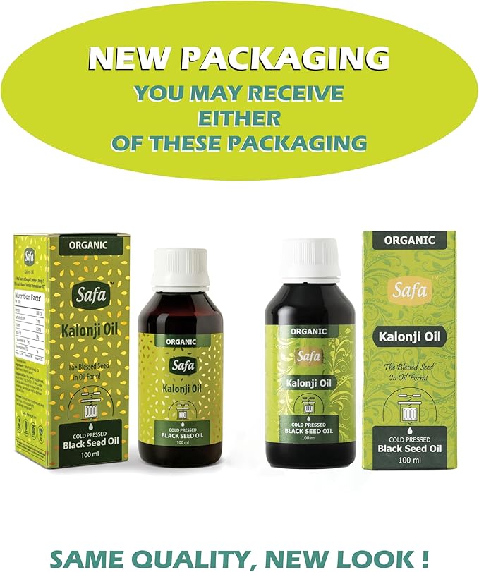 Safa Black Seed Oil Organic Cold Pressed Pure Kalonji Oil |Rich in Omega 36 &amp 9 Essential Fatty Acids|Promotes ImmunityHair Skin &amp Overall Health|Nigella sativa Black Cumin Seed Oil|Pack of