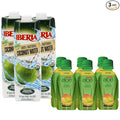 Iberia 100% Pure Organic Coconut Water 1 Liter 33.8 Fl Oz (Pack of 3) + Iberia Aloe Vera Juice Drink Mango 9.5 Fl Oz (Pack of 6)