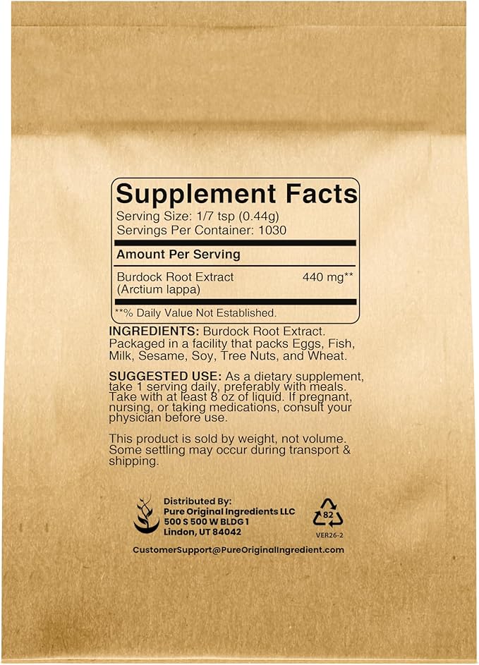 Pure Original Ingredients Burdock Root Extract (1lb) Lab-Verified Non-GMO