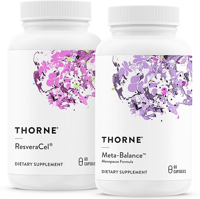 THORNE - Healthy Aging &amp Menopause Support Bundle - ResveraCel &amp Meta-Balance - 30 to 60 Servings