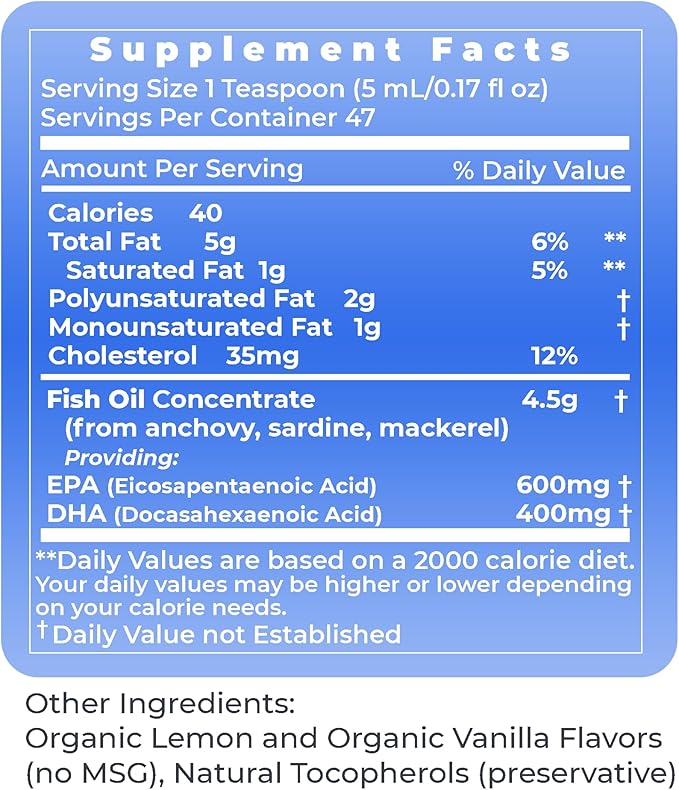 Premier Research Labs EPA/DHA Marine Liquid - Omega 3 Fish Oil Liquid Omega 3 Liquid Fish Oil Supplement for Adults Joint Heart &amp Brain Health Support - 8 Fl Oz Bottle