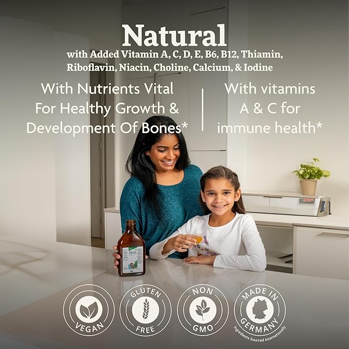 Floradix Kinder Love Children's Multivitamin - Herbal Supplement - Liquid Multivitamin for Kids - Vitamins A C D &amp E Calcium &amp More - Vegetarian Non-GMO Gluten-Free - 8.5 fl oz