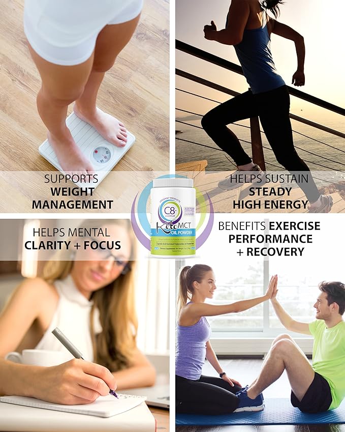LifeSense C8 enriched MCT Oil Powder Unflavored Sourced from Coconut Oil Keto-Friendly Developed by PhD Nutrition in USA Optimal Fuel for The Brain and Body