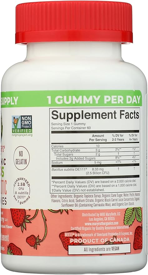 Mary Ruth's Organic Kids Strawberry Probiotic Gummies 60 CT