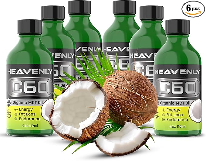 HNP Labs C60 MCT Organic Coconut Oil Cold Pressed - Enhance Natural Healing Amplify Energy &amp Mental Clarity - MCT Oil Organic Perfect for Enhanced Physical Performance Skin Vitality &amp Hair G