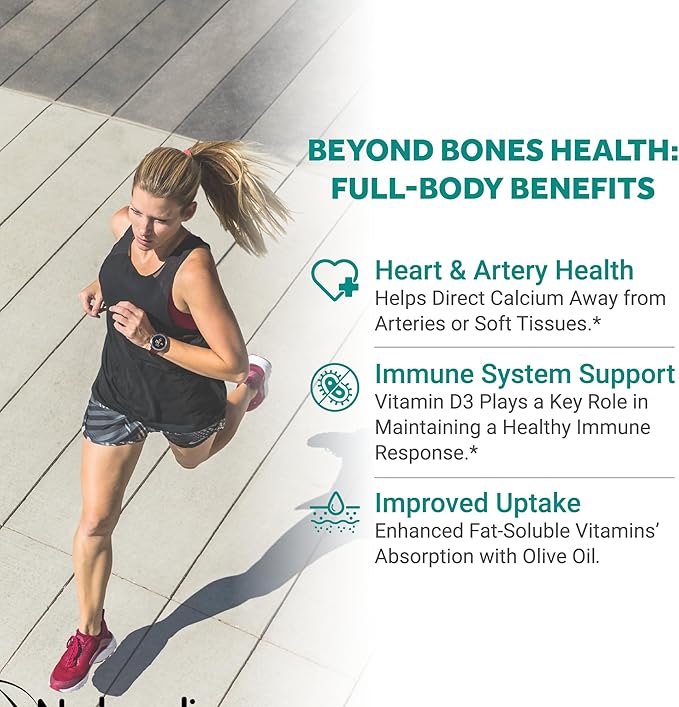 Naturalis Vegan Vitamin D3+K2 from Algae | 5000 IU D3 with 120mcg MK7 | Vegan Society CertifiedSustainably SourcedBetter Than Animal Derived | Better Support for Bone &amp Immune Health* | 180 Soft