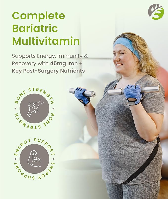 BariSlim Complete Chewable Bariatric Multivitamin Tablets - 45 mg Iron - Bariatric Vitamin &amp Supplement for Post Bariatric Surgery Including Gastric Bypass &amp Gastric Sleeve | Mixed Berry | 90