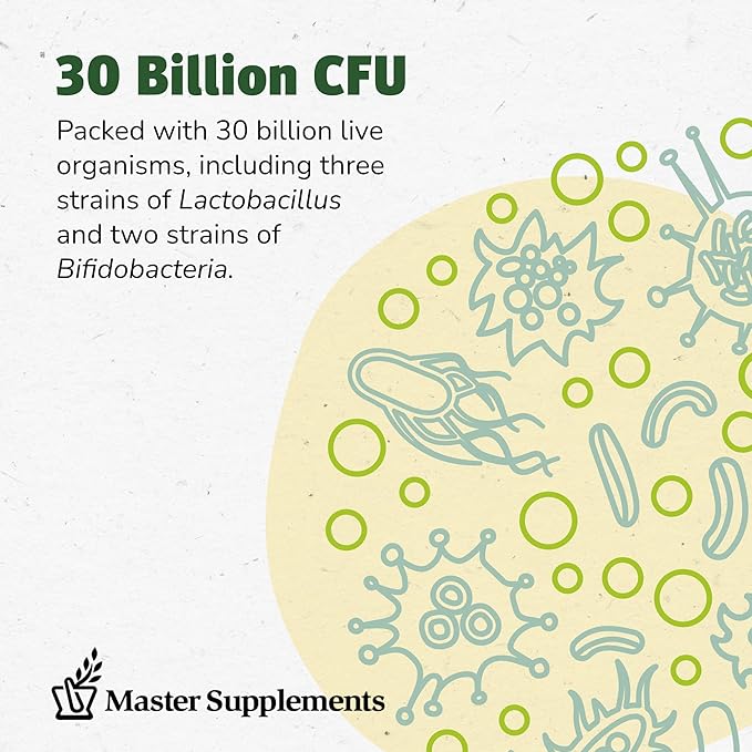 Master Supplements Theralac - 30 Capsules - Multi-Strain Probiotic for Optimal Gut Health + Gas &amp Bloating Relief - Gluten Free - 30 Servings