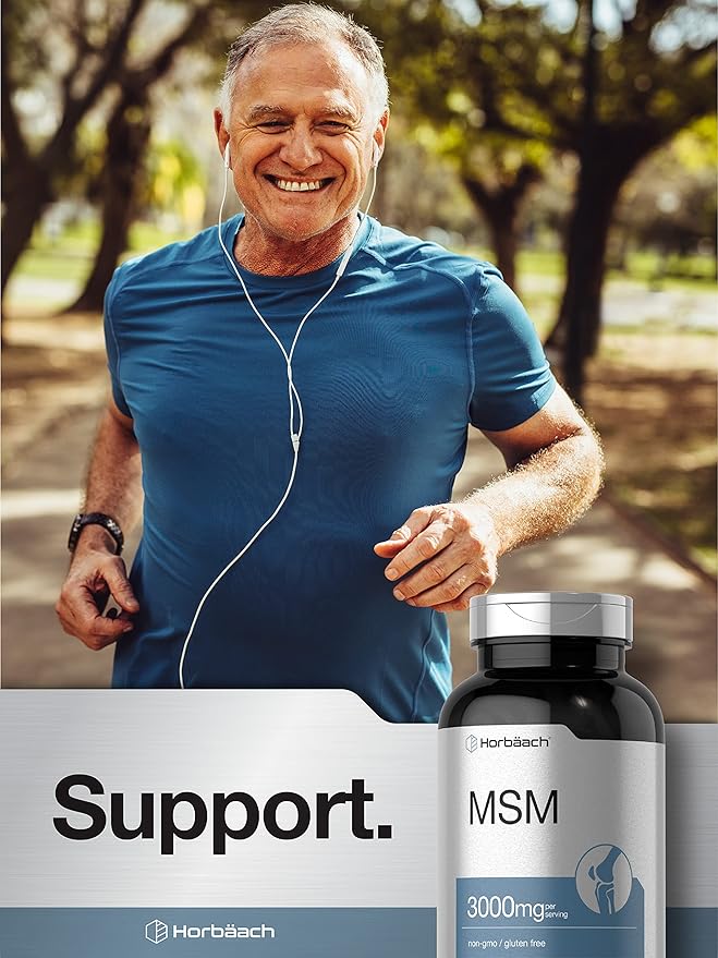 Horbäach MSM Supplement | 3000mg | 300 Coated Caplets | Methylsulfonylmethane with Calcium | Vegetarian Non-GMO Gluten Free