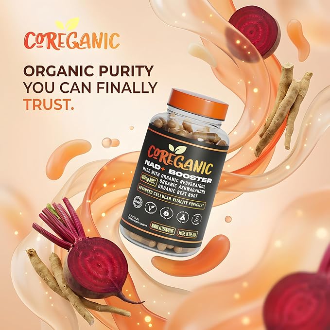 Clean NAD+ Support – 400mg Nicotinamide Riboside (NR) with Organic Resveratrol Ashwagandha &amp Beet Root – Daily Energy &amp Healthy Aging – 60 Vegan Capsules