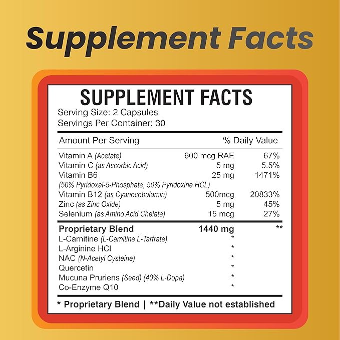 Motility Max – Supports Sperm Motility &amp Reproductive Health Promotes Healthy Blood Flow Libido &amp Testosterone Levels Antioxidant Formula with L-Arginine L-Carnitine &amp Essential Nutrient
