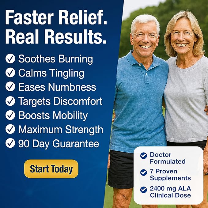 Neuropathy Support Supplement with 2400 mg Alpha Lipoic Acid to Reduce Nerve Discomfort in Feet Hands Toes – Max Strength 2400mg ALA Vitamins B12 B6 &amp B1 Magnesium Turmeric – 60 Capsules