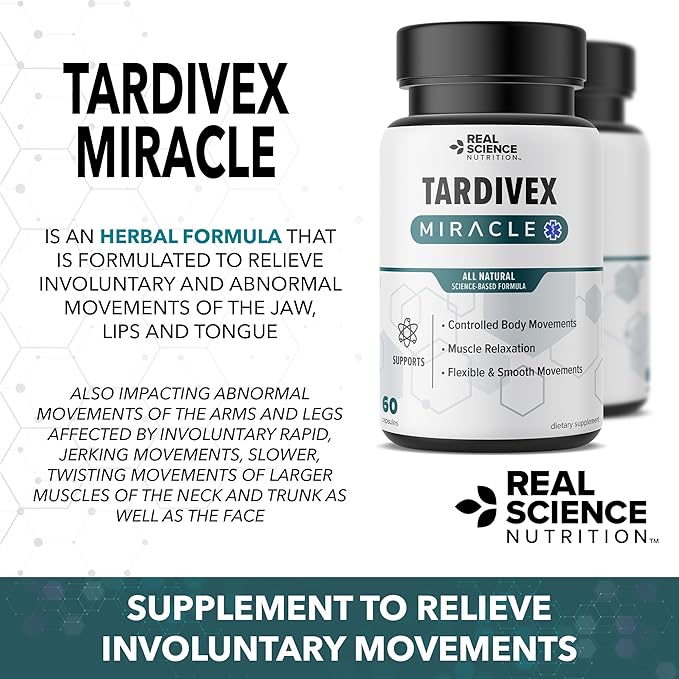 Real Science Tardivex All Natural Nerve Support Supplement for Neurological Balance - Includes Vinitrox GABA &amp Essential Vitamins for Controlled Movement &amp Coordination - Made in USA 60 Caps