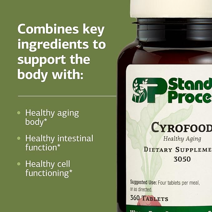 Standard Process Cyrofood - Healthy Aging Support Supplement - Nutritional Supplement with Bovine Adrenal Reishi Mushroom Powder Organic Carrot &amp More - Whole Food-Based Supplement - 360 Tablets