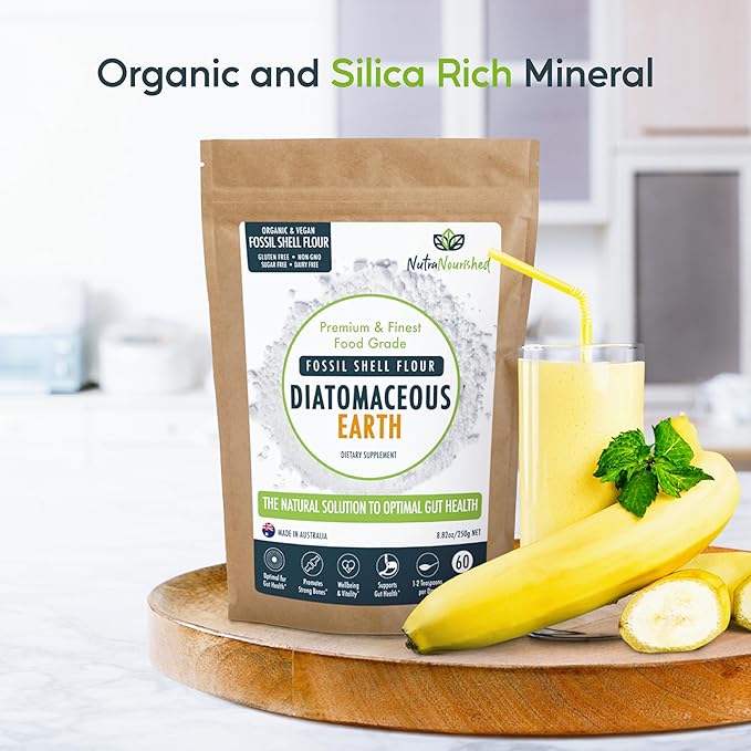 Fossil Shell Flour Powder for Detoxification Digestive Health and Natural Wellness - Organic and Silica Rich Mineral Supplement. 250g
