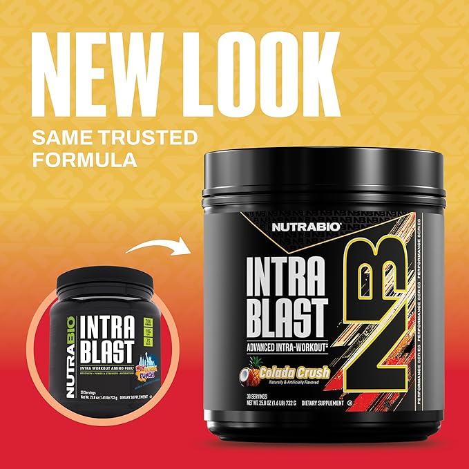 NutraBio Intra Blast Bcaa Powder Amino Acid Supplement Electrolyte &amp Hydration Blend Intra Pre Workout &amp Muscle Recovery 20g Eaa Amino Acids Powder 5g Glutamine- Colada Crush 30 Serving