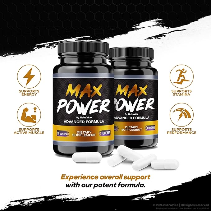 (3 Pack) Max Power Capsules – MaxPower Powerful Formula with Natural Ingredients for Stamina Energy &amp Daily Performance | Easy-to-Swallow Pills Official Reviews 90 Day Supply (180 Capsules)