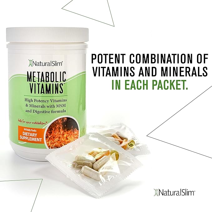 NaturalSlim Metabolic Vitamins - Combination of High Potency Multivitamins Minerals B Complex Msm &amp Digestive Formula Supplements for Men &amp Women - Energy &amp Metabolism Support - 2 Pack