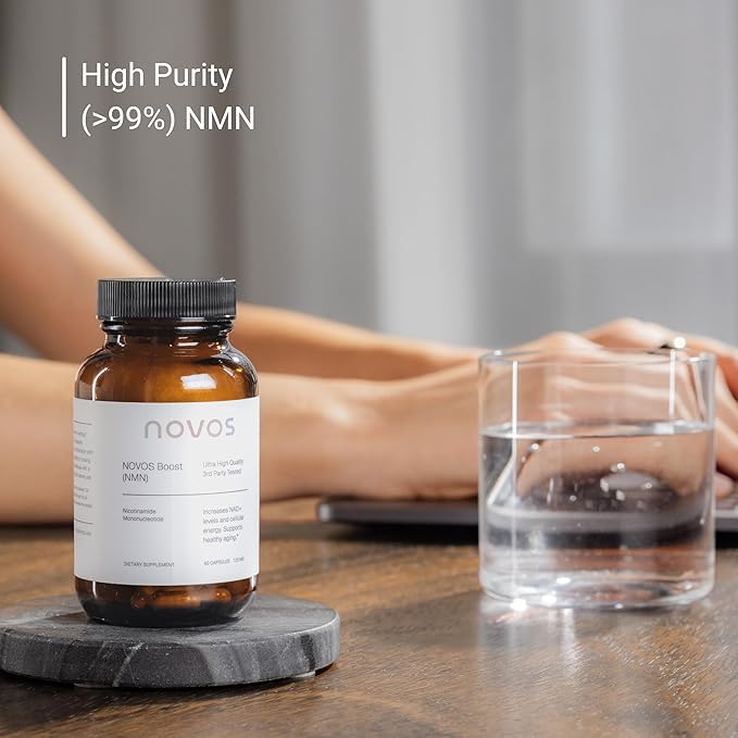 Novos Boost NMN - Contains 250 mg of High-Purity NMN 60 Capsules Supports Cellular Repair and DNA Protection Boosts NAD+