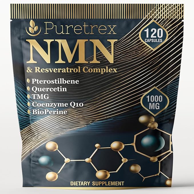 NMN &amp Resveratrol Complex 1000mg 120 Capsules Dietary Supplement with Pterostilbene Quercetin TMG Coenzyme Q10 BioPerine