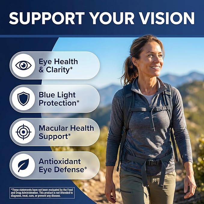Clean Nutra Lutein and Zeaxanthin Eye Vitamins Gummies + Bilberry for Eyes Vision Support Ginkgo Biloba Marigold Vitamin B12 Flaxseed Black Pepper CoQ10 Vitamin A l 60 Count B OcuFlow