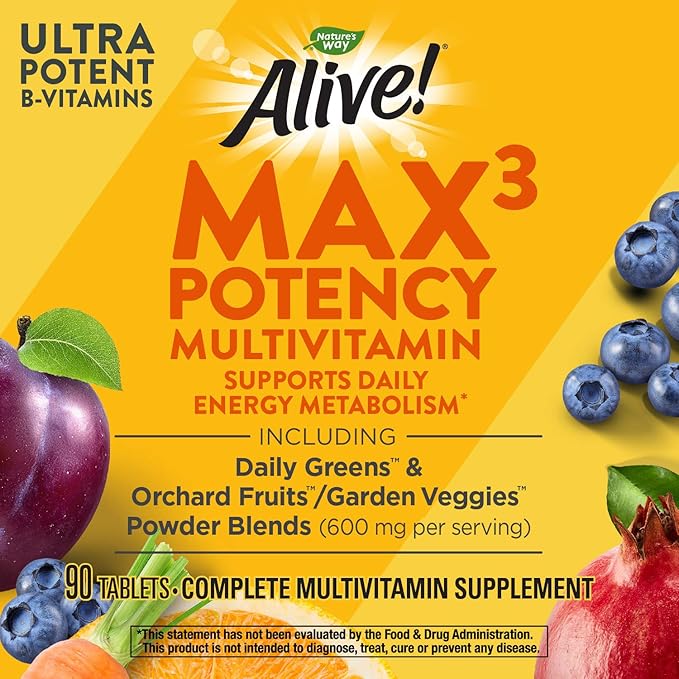Nature's Way Alive! Max Potency Daily Multivitamin Tablets Natural 90 Count