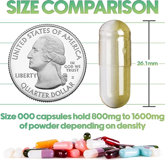 XPRS Nutra Vegan Size 000 Separated Capsules- 1000 Count Premium Empty Caps Separated in Bags - Clear Empty Capsules - 000 Pills for DIY Supplement Filling