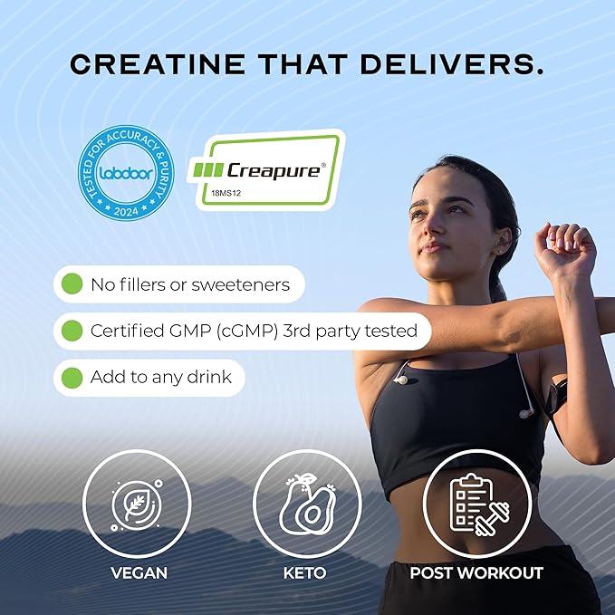 Muscle Feast Creapure Creatine Monohydrate Powder Vegan Keto Friendly Gluten-Free Mass Gainer Muscle Recovery Supplement and Trusted Creatine for Muscle Growth Creatine Powder Unflavored 500g