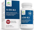 Terry Naturally A•D3•K2 - Healthy Supplement for Immune Support Heart Health &amp Bone Support - Supplement for Strong Bones &amp Healthy Heart - Includes Vitamins A D3 &amp K2-60 Softgels (60 Se