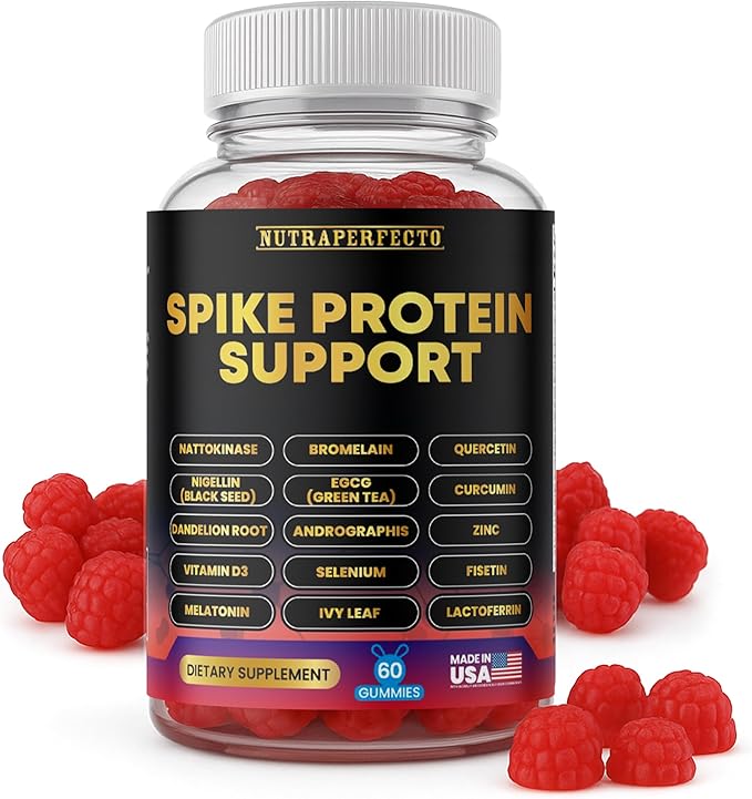 Spike Protein Detox Gummies - Nattokinase Bromelain Quercetin EGCG Curcumin Dandelion Root Andrographis Zinc Vitamin D3 Selenium Fisetin Proteolytic Enzyme for Fibrinolytic Foreign Protein Cleanse