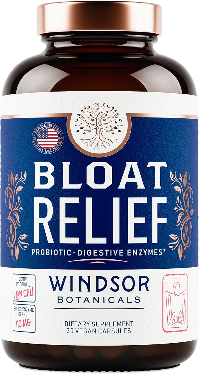 Bloat Relief Probiotic and Digestive Enzymes - Anti Bloating Turmeric Fennel Bromelain IBS Supplement - Detox Debloat Capsules Gas - Bloating Relief for Women and Men - 30 Gut Health Pills