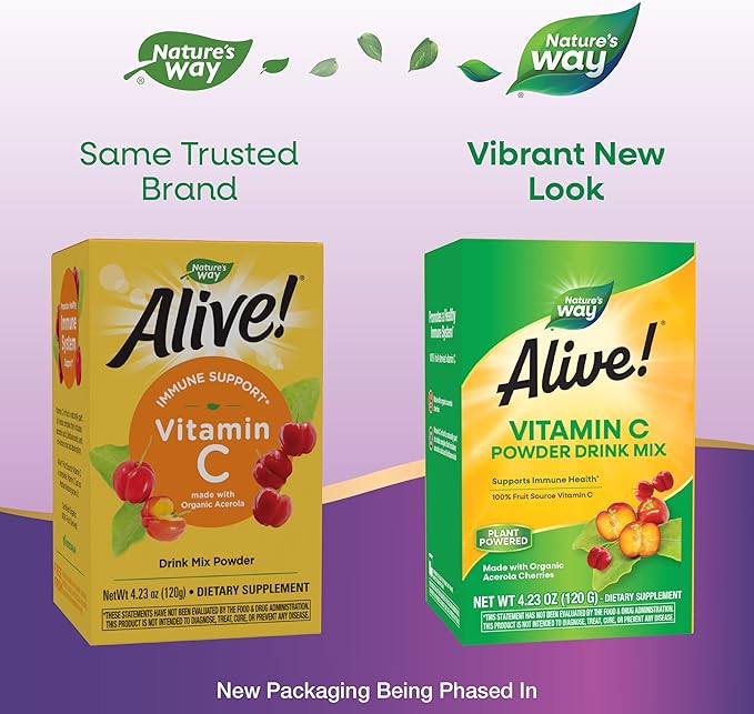 Nature's Way Alive! Vitamin C Powder Drink Mix from Organic Acerola 4.23 oz.