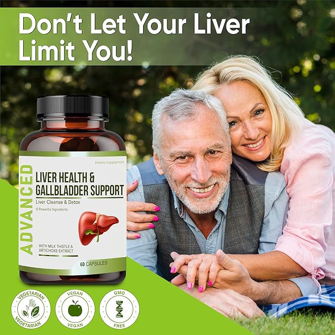 Liver Health Formula and Gallbladder Support-Liver Cleanse Detox &amp Repair to Support Liver Renew with Artichoke Extract Milk Thistle Dandelion Leaf. Liver Detox Supplements for Liver Support.