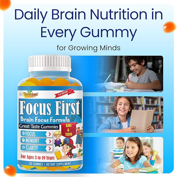 Focus First Focus First Kids Omega 3 DHA Gummies for Brain Support – Focus Supplement for Kids &amp Teens Kids Vitamin Gummies for Daily Nutrition Vegan Non-GMO Fruity Flavor 60 Gummies