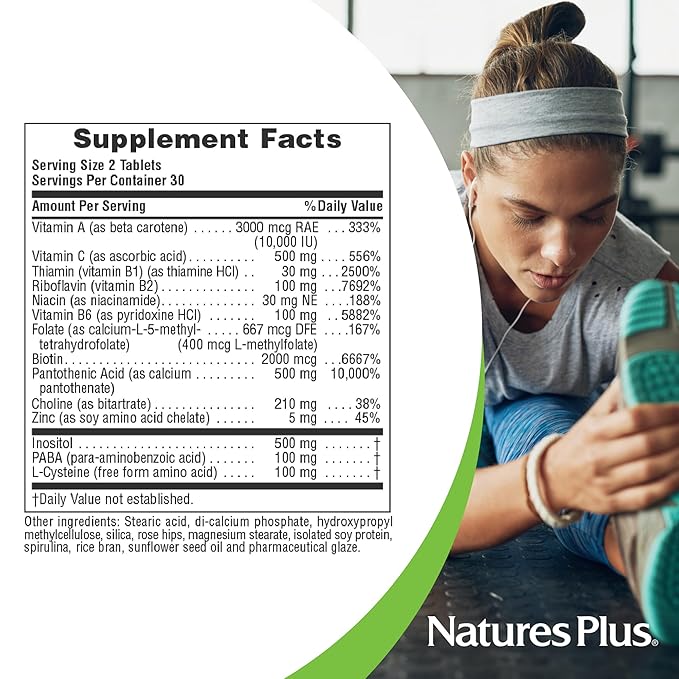 NaturesPlus Ultra Hair - 60 Sustained Release Tablets - Supports Healthy Hair Growth - for Men &amp Women - Gluten Free - 30 Total Servings